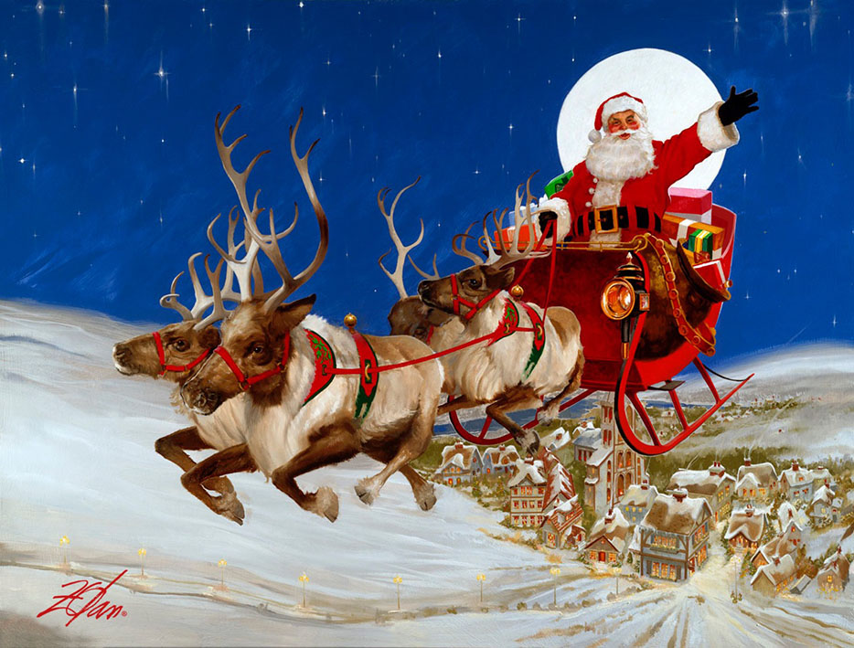 Санта Клаус совершает облет планеты, доставляя рождественские подарки. 